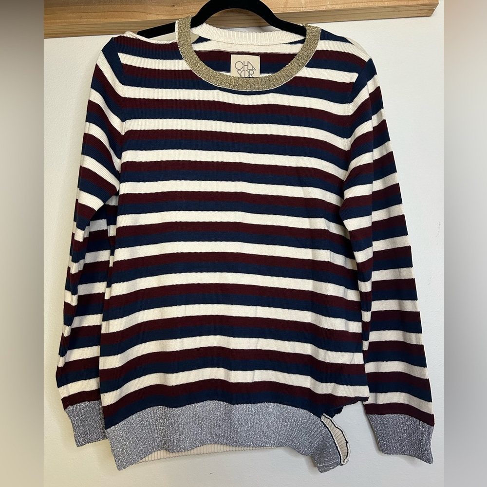NWOT CHASER DECONSTRUCTED STRIPED SWEATER SIZE MEDIUM